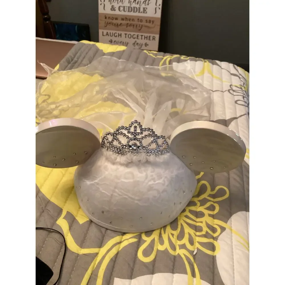 Disney Parks Bride and Groom Ears Wedding Hat Happily Ever After Engagement Set